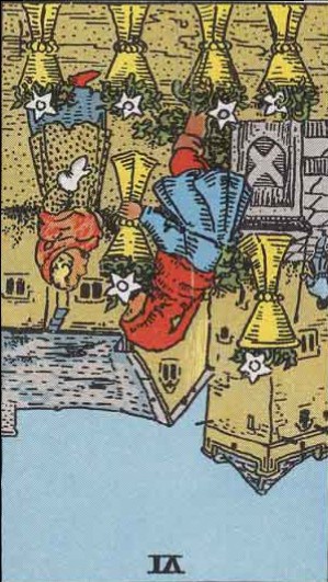 six of cups reversed hanging on to the past