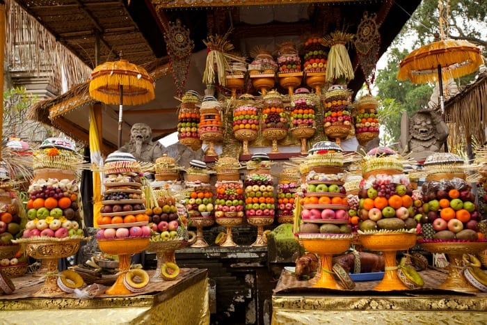 Fruit sacrifice altar in Bali