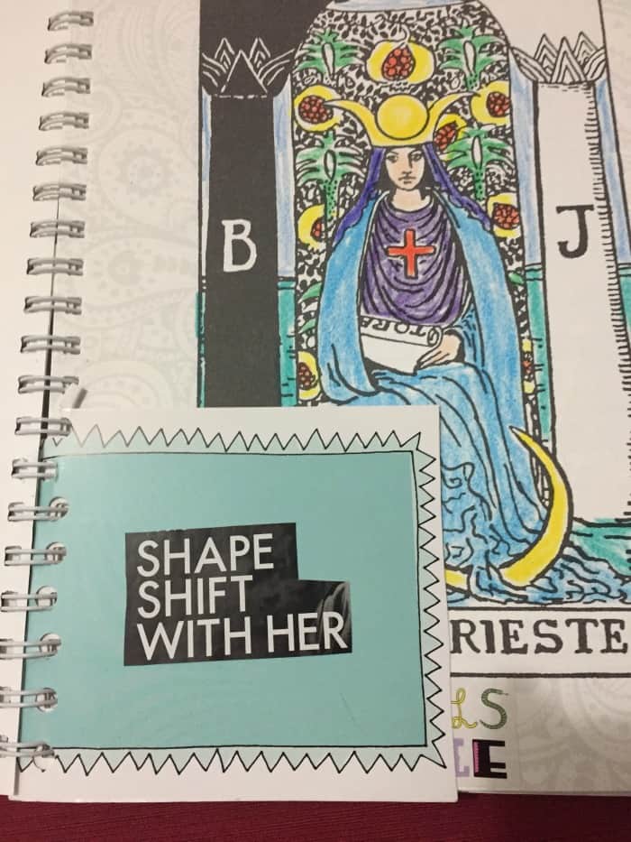 How to Bling The Tarot Coloring Book - Adorn the spiral binding - High Priestess