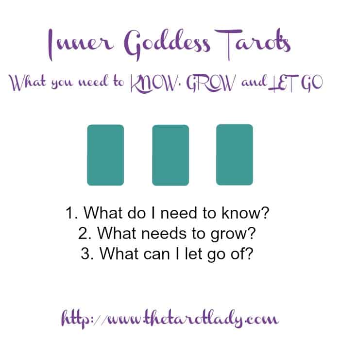 Tarot Spread Test Drive - Inner Goddess Tarot's What you need to KNOW, GROW, and LET GO spread.