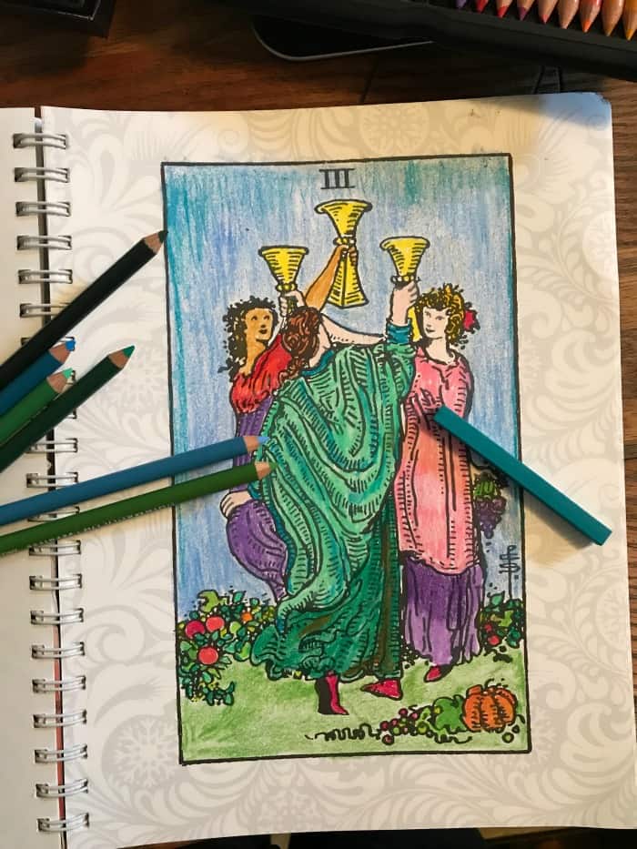 How to Bling The Tarot Coloring Book - Prismacolor Colored Pencils - finished