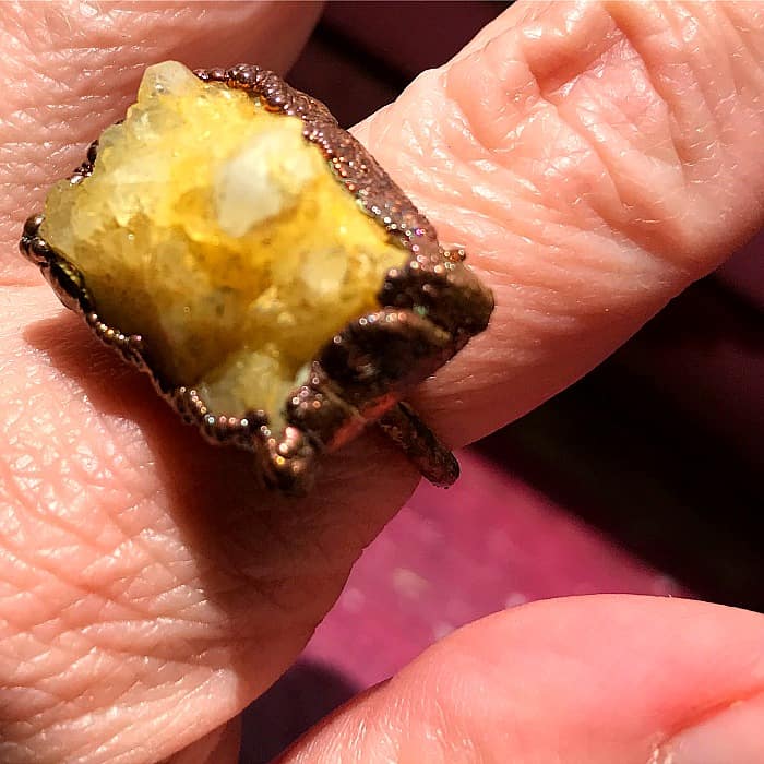 Gem and Point Yellow Druzy ring.