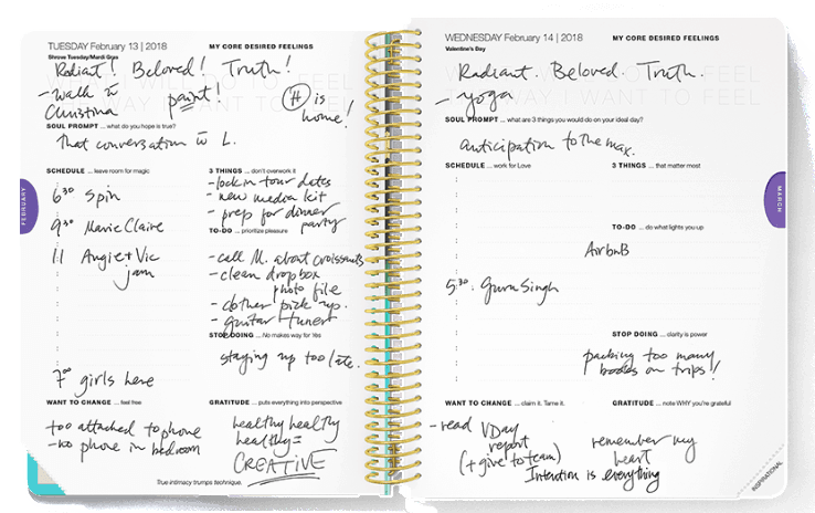 Inside the pages of the 2018 Daily Desire Map Planner