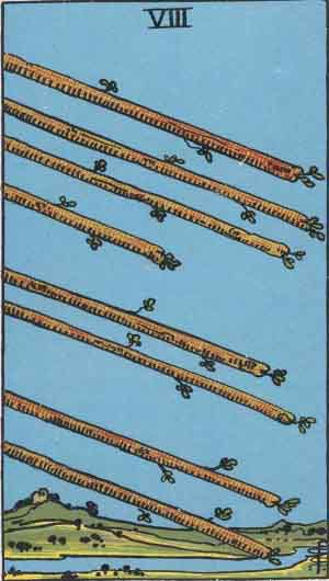 Which tarot cards indicate travel? Eight of Wands